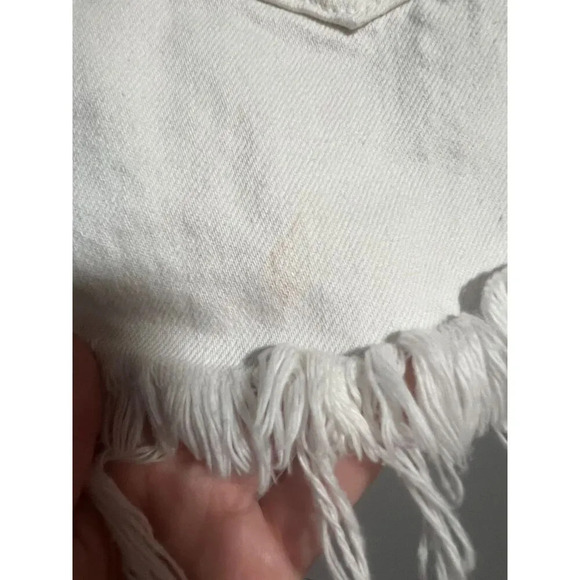 Show Me Your Mumu Blue Womens Wyoming High Waisted Shorts Fray Hem White Size 24 - Picture 8 of 8